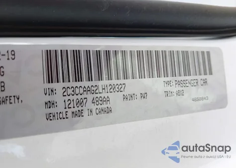 2020 Chrysler 300 Touring из США, поврежденный, VIN 2C3CCAAG2LH120327